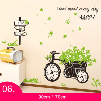 Home Wall Stickers Self Adhesive Grass/Bird PVC Decorative Living Room