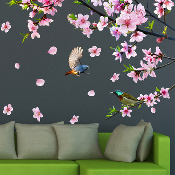 Decorative Flower Wall Stickers Bird Self Adhesive Bedroom Personalised
