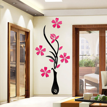 Flower Wall Stickers Acrylic 3D Self Adhesive Home Decor Kitchen