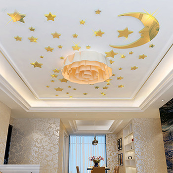 Star Wall Decals 3D Acrylic Moon Home Decor Living Room For Kids