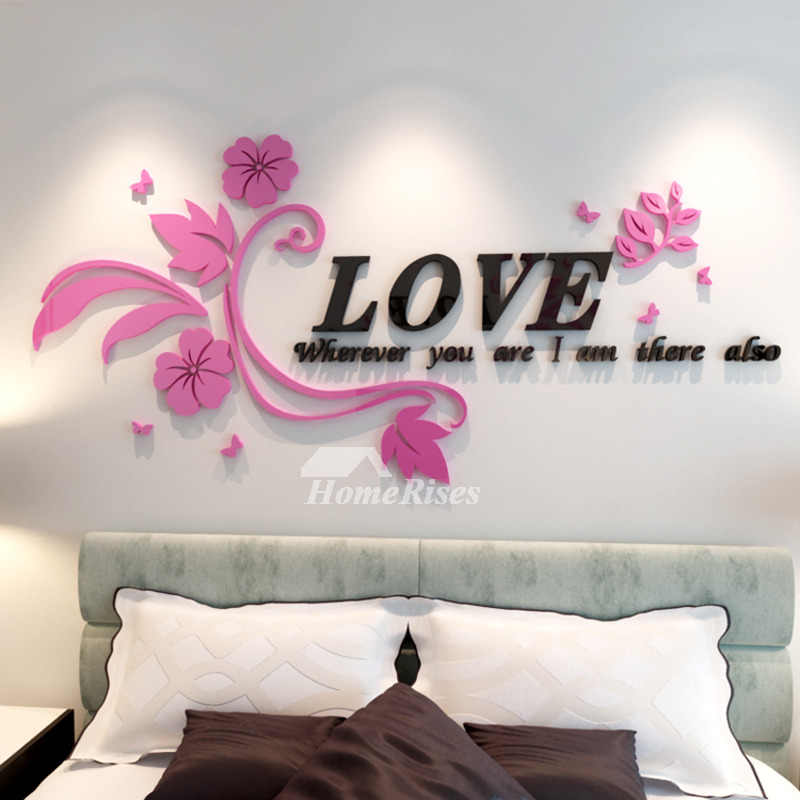 Flower Wall Decals Letter Pink/Purple Acrylic Living Room Decorative Flower Wall Decals Letter Pink/Purple Acrylic Living Room Decorative