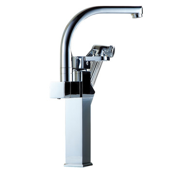 High Arc Kitchen Faucet Pull Out Spray Brass Chrome Centerset Silver
