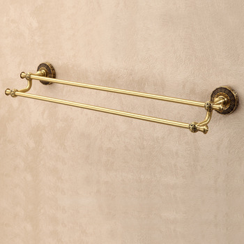LTJ Towel Rack Bathroom Luxury Wall Mounted Carved Brass Hotel