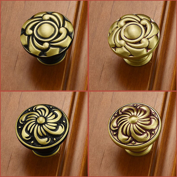 Luxury Black Gold Brass Cabinet Knobs, Unique Carved Decorative Dresser Drawer Handles, Gold Antique Kitchen & Bathroom Hardware Pulls