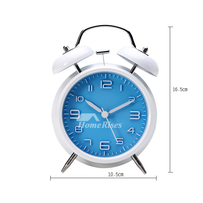 Modern Alarm Clock Black/White/Yellow Metal Silent Battery Operated