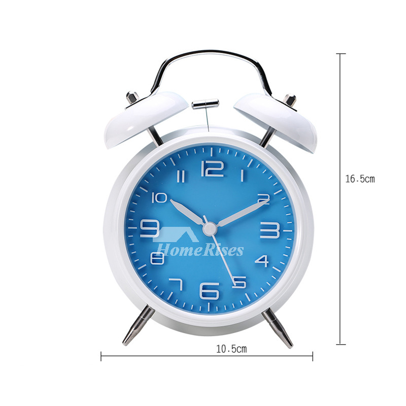 Battery Operated Alarm Clock Metal Green/White/Blue Silent Best Sale