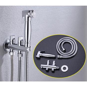 Wall Mounted Bidet Faucet Silver Brass Chrome Hand Shower Filtering