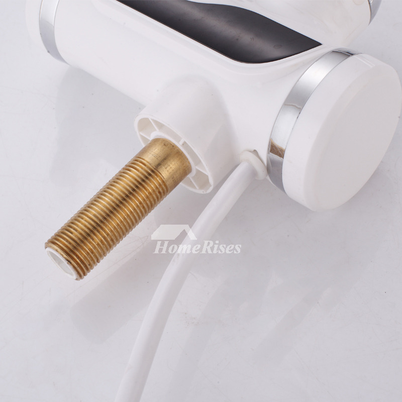 Gooseneck Kitchen Faucet Plug In Rotatable White Chrome Brass