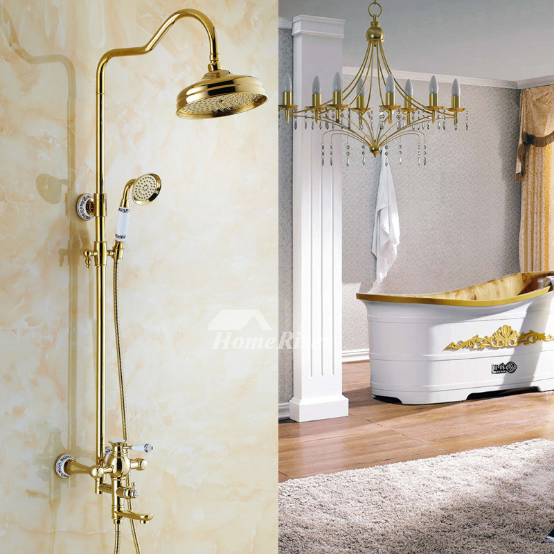Polished Brass Golden Single Handle vintage Shower Faucets