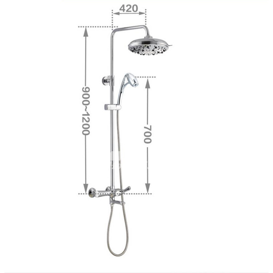 Modern Smooth Chrome Wall Mount Silver Brass Shower Fixtures