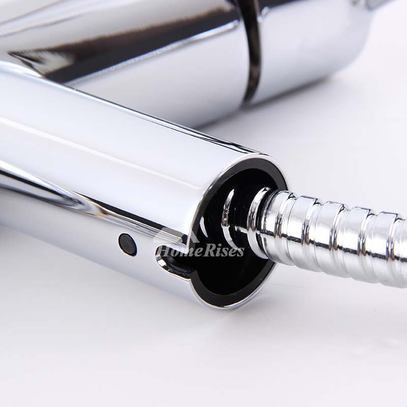 Bathroom Faucet With Sprayer Silver Single Hole Chrome Vessel