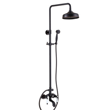 Rustic Oil-Rubbed Bronze Wall Mount Hand Brass Shower Faucet Black