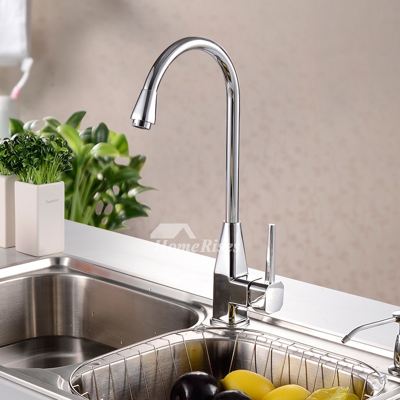 Cheap Kitchen Faucets Gooseneck Shaped Single Handle Silver