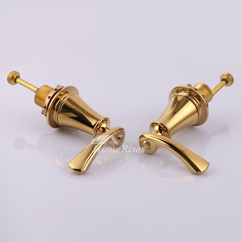 Fancy Bathtub Faucets Luxury Polished Brass Widespread 3 Hole Gold