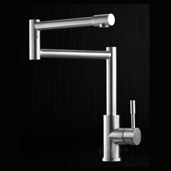 Pot Filler Kitchen Faucet Single Handle Stainless Steel Rotatable Folding Silver