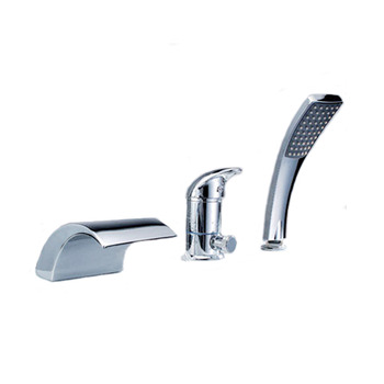 Waterfall Tub Faucet Roman Silver Bathroom 3-Piece Brass Chrome