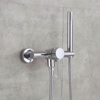 Wall Mount Tub Faucet Single Handle 2 Hole Hand Shower Brass Chrome
