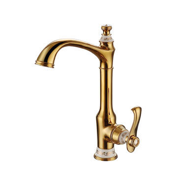 Luxury Bathroom Faucets Polished Brass Single Handle Rotatable One Hole
