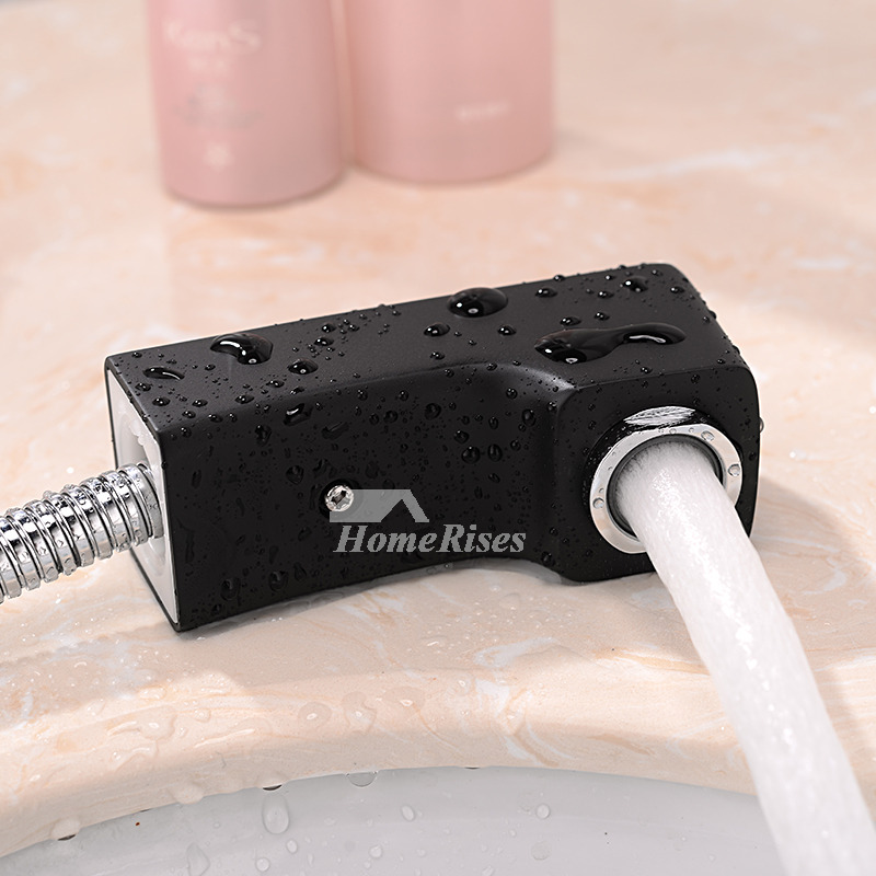 Black Bathroom Faucets Pull Out Spray Single Handle Vessel
