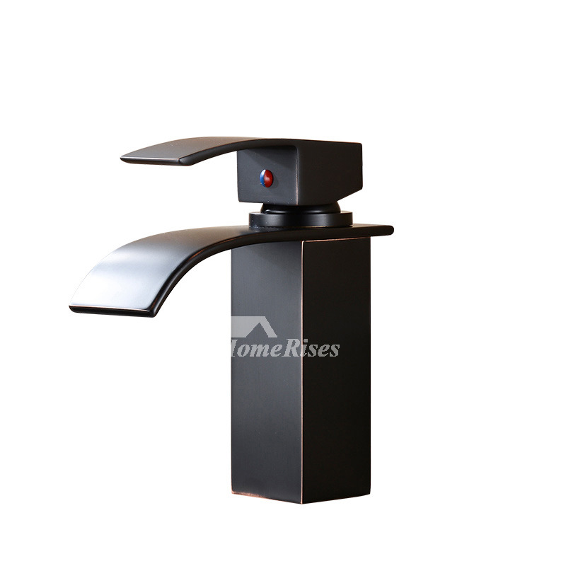 Waterfall Bathroom Faucet Black OilRubbed Bronze Centerset Single Handle