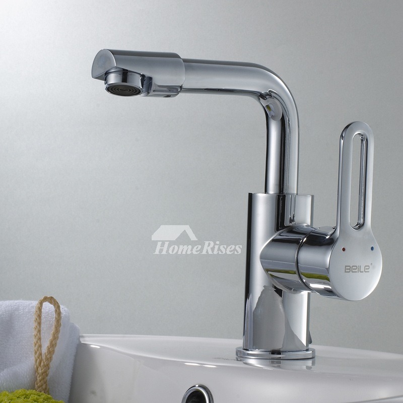 Designer Bathroom Faucets Chrome Brass Rotatable Single Handle