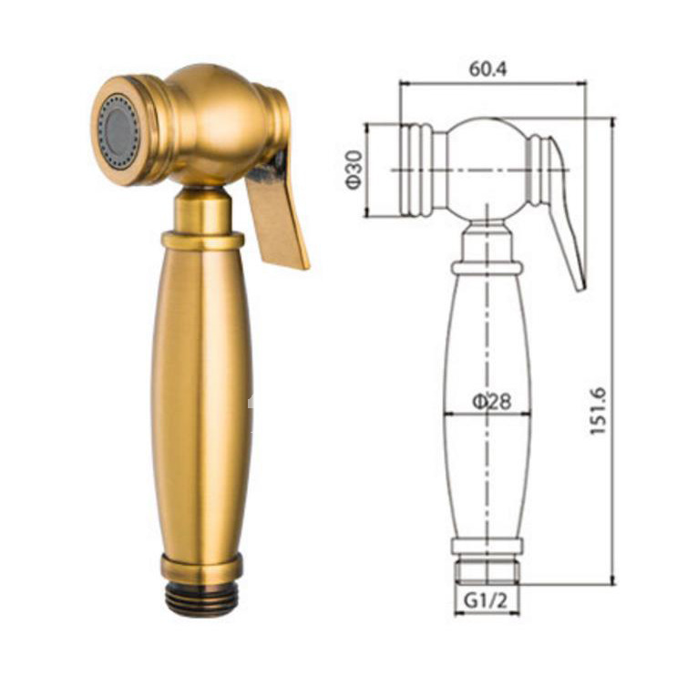 Polished Brass Luxury Bidet Faucet Wall Mount Single Handle Gold