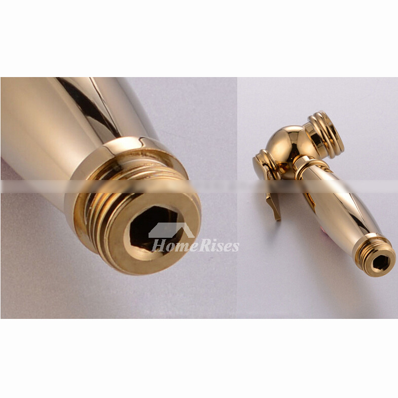 Polished Brass Luxury Bidet Faucet Wall Mount Single Handle Gold