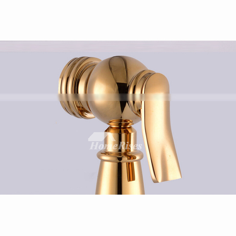 Polished Brass Luxury Bidet Faucet Wall Mount Single Handle Gold