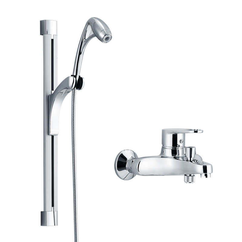 Modern Shower Faucets System Brass Chrome Silver Wall Mount