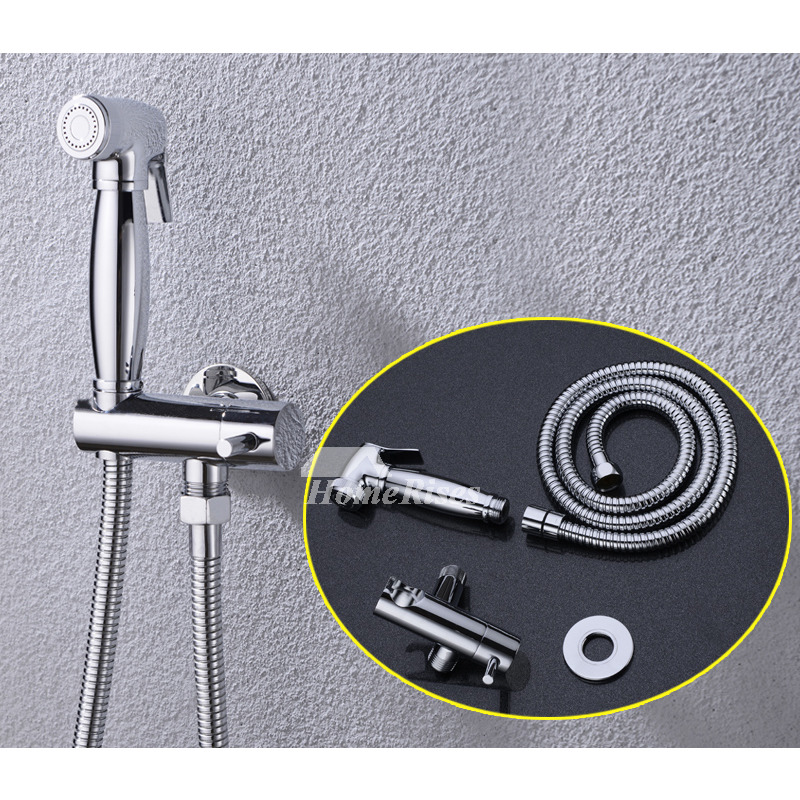 Bidet Faucet Wall Mounted Chrome Brass Hand Shower Silver