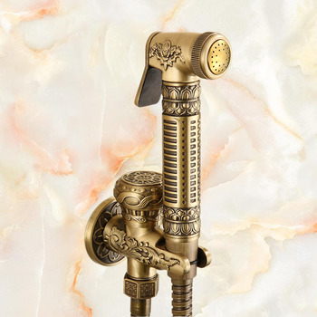 Best Hand Held Bidet Sprayer Carved Wall Mount Gold Brass Brushed