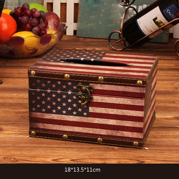 Tissue Box Holder For Car Rustic Vintage Wooden Leather Living Room
