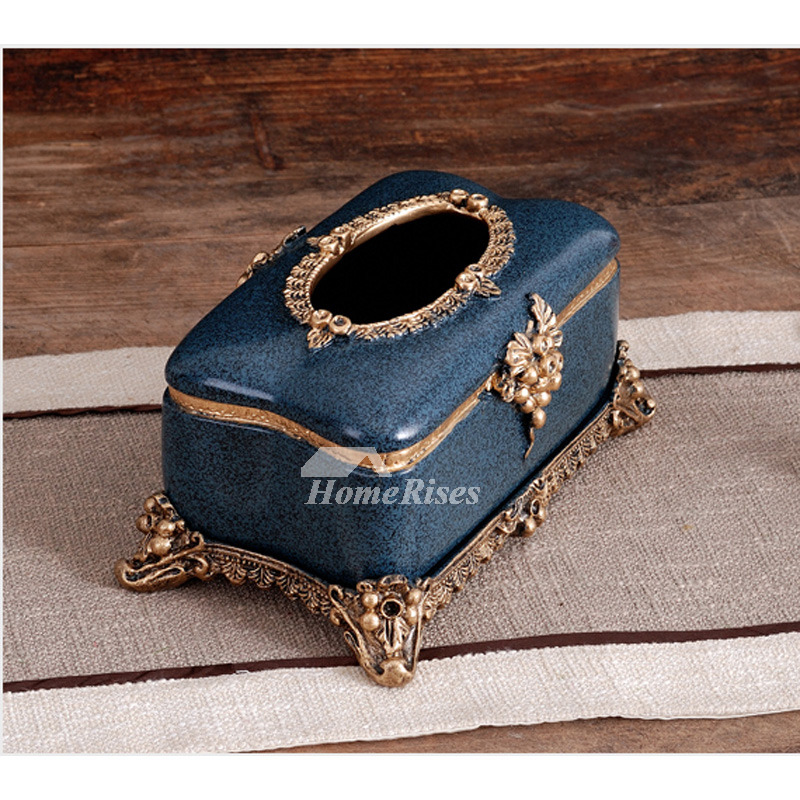 Rustic Resin Blue/Grey Vintage Tissue Box Cover Decorative For Car