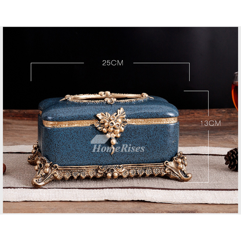 Rustic Resin Blue/Grey Vintage Tissue Box Cover Decorative For Car