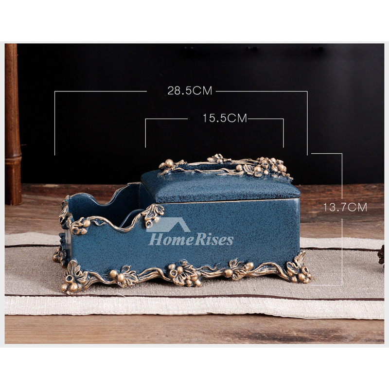 Rustic Resin Blue/Grey Vintage Tissue Box Cover Decorative For Car