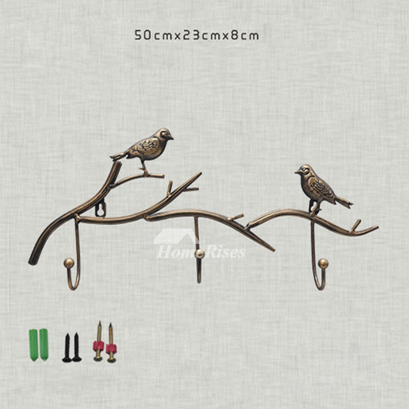 Rustic Wall Hooks Cast Iron Bird Key Decorative Coat Metal Bathroom