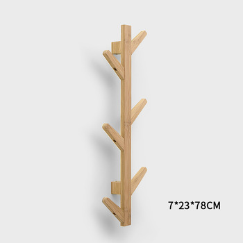 Bamboo Wall Hooks Wall Mounted Vertical Decorative Natural White