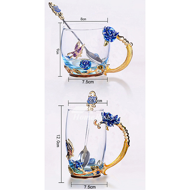 Beauty And Novelty Enamel Coffee Cup Mug Flower Tea Glass Cups for