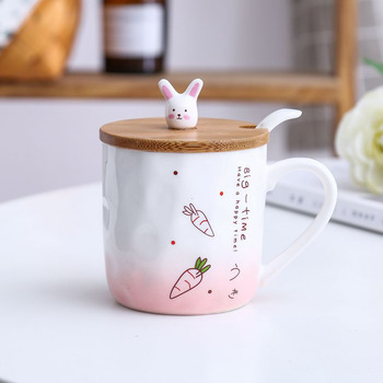 Coffee Cup And Saucer Ceramic Mug With Spoon And Lid Coffee Cups Cool,cute, cup With 3d Animal,dog/cat/panda/rabbit Mug,tea,water Cup Gifts Coffee Mug(