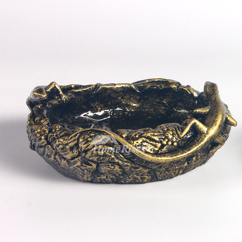 Ashtray With Lid Tortoise Resin Carved Antique Vintage Decorative