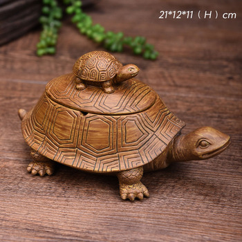Ashtray With Lid Tortoise Resin Carved Antique Vintage Decorative