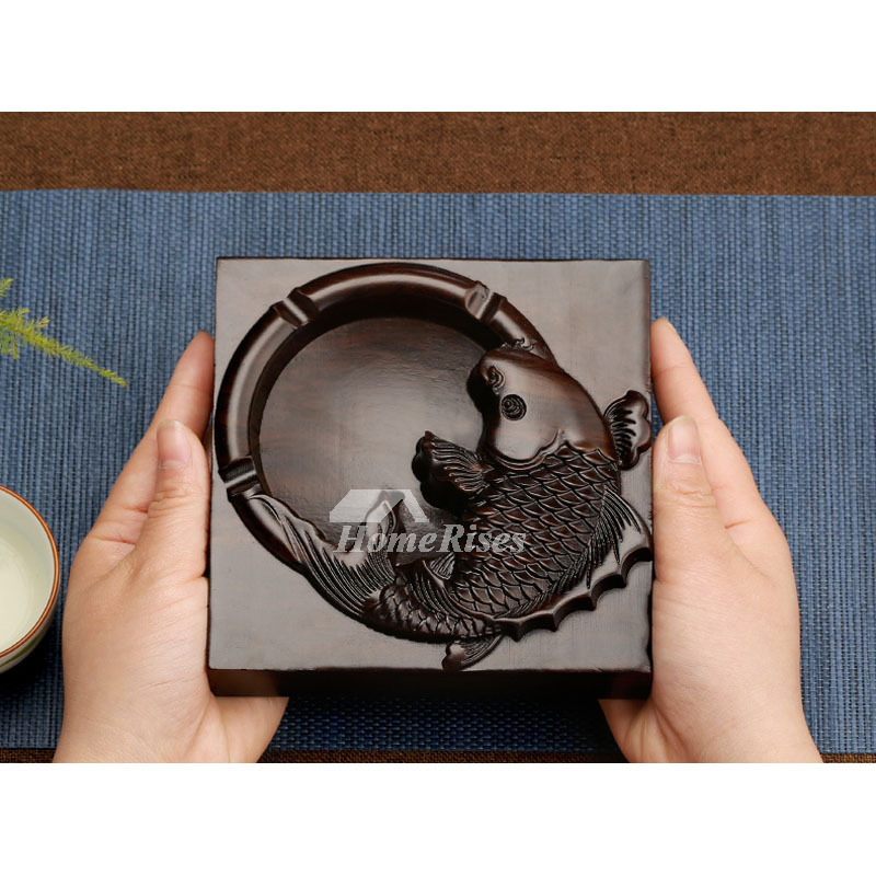 Vintage Ashtrays For Sale Designer Decorative Wooden Carved Rustic 