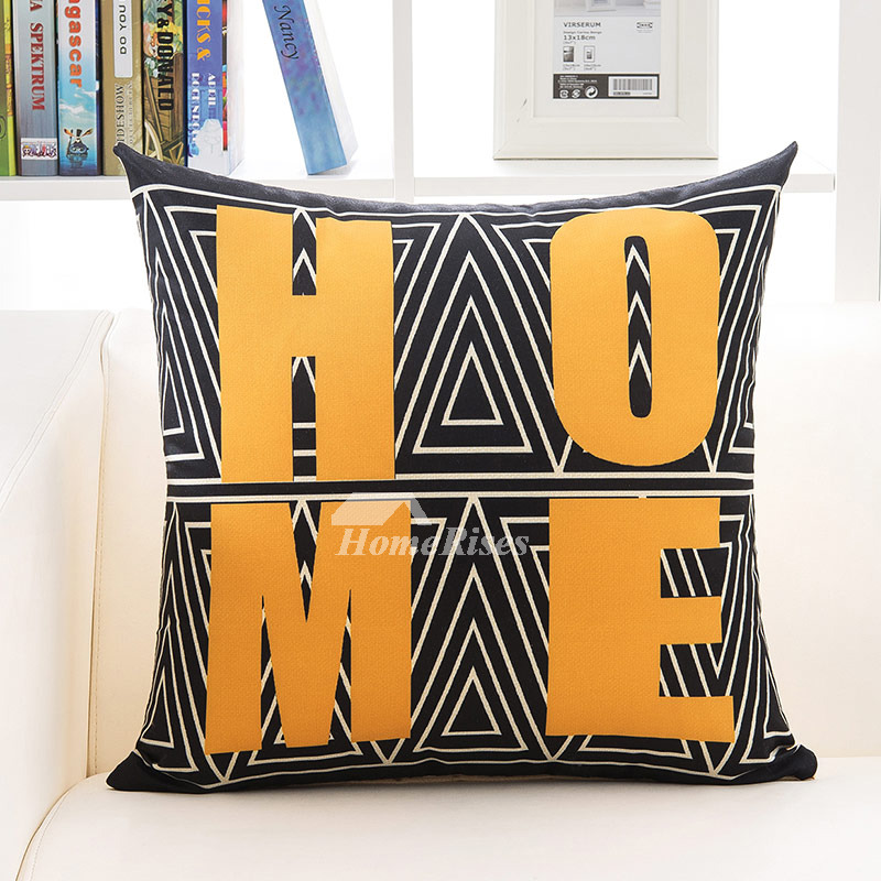 Decorative Throw Pillows Yellow Black/Cream Linen (Pillow Core Not Included)