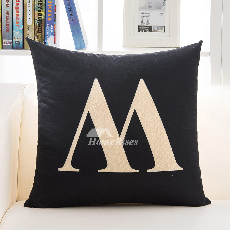 Black Decorative Pillows Cream Linen Square Modern (Pillow Core Not