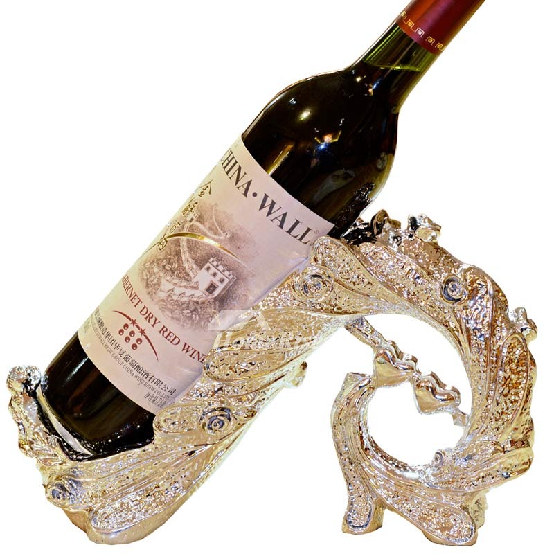 Resin Carved Free Standing Wine Bottle Holder Gold/Silver Decorative