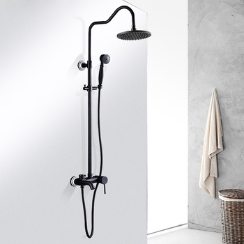 Black Shower Faucet Oil-Rubbed Bronze Wall Mount Vintage Single Handle