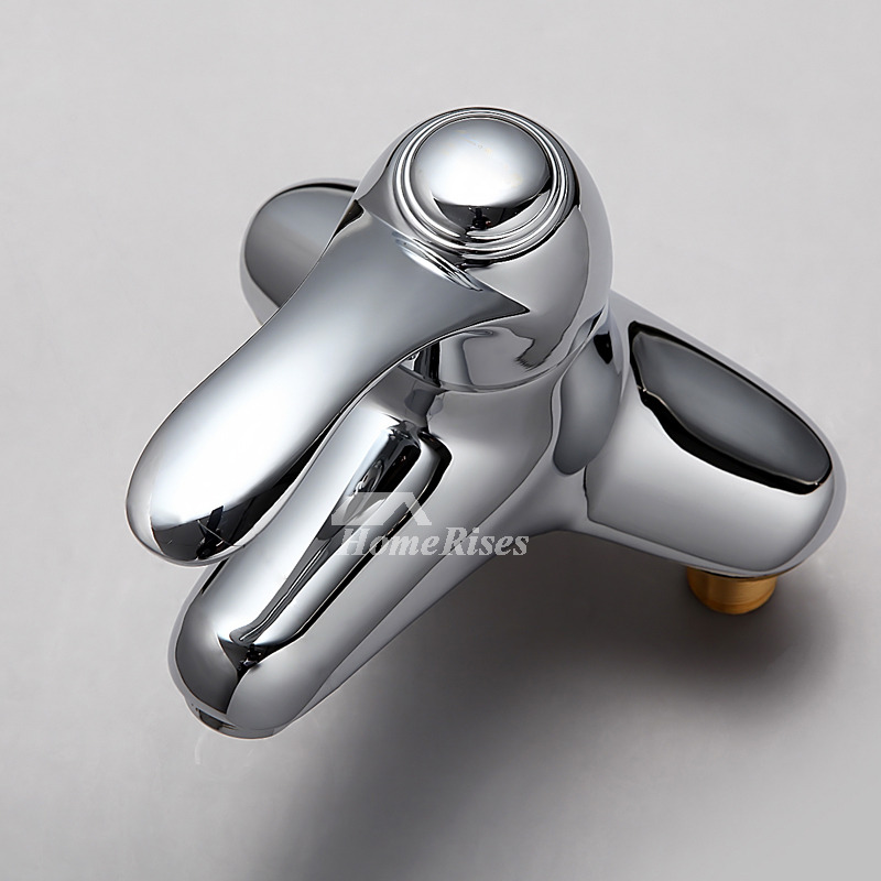 Silver Bathroom Faucets Chrome Brass Centerset Single Handle