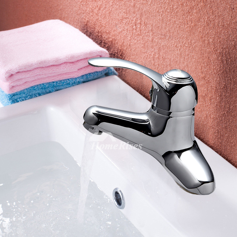 Silver Bathroom Faucets Chrome Brass Centerset Single Handle
