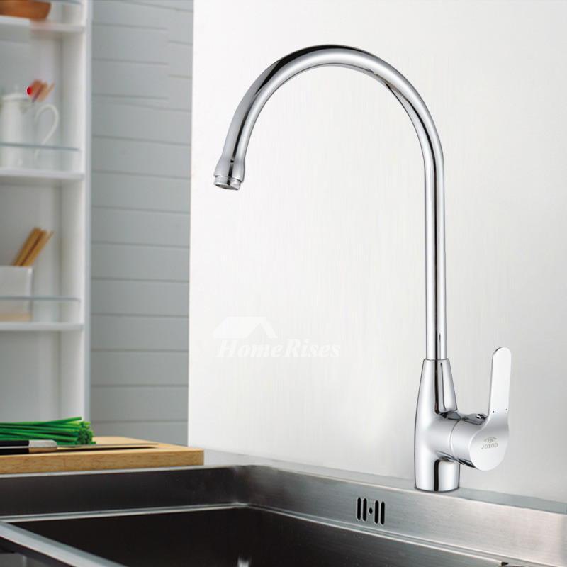 High Flow Kitchen Faucet Silver Brass Chrome Single Handle Best