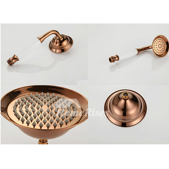 Discount Shower Faucets Rose Gold Ceramic Wall Mount Brass